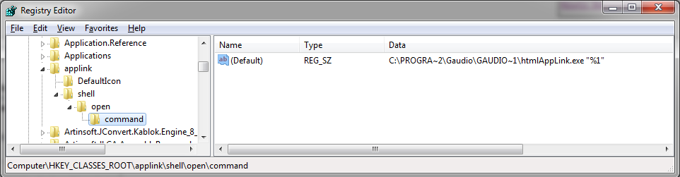 Registry screendump