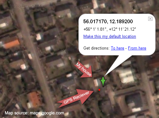 Source:maps.google.com, my location using my GPS reciever